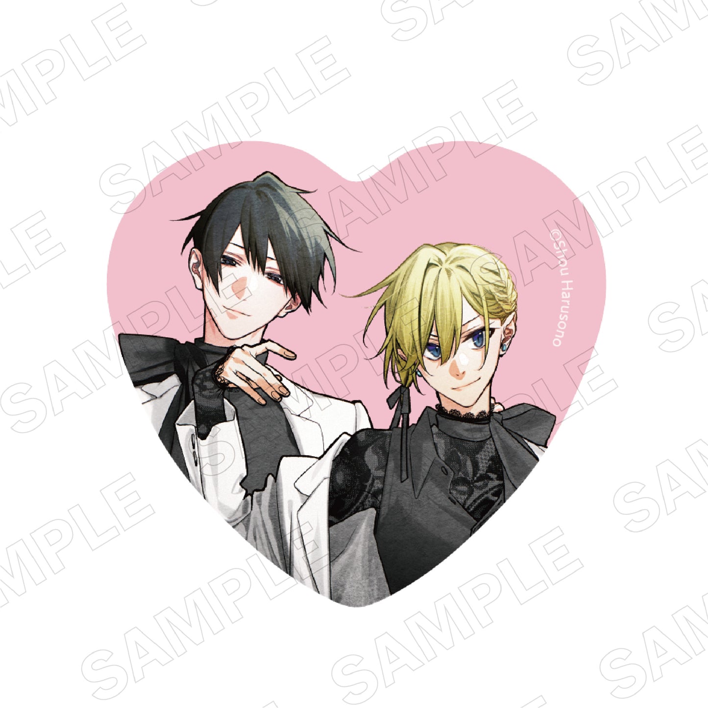 Hirano and Kagiura (Black & Pink ver.) Heart Can Badge (Set of 2)