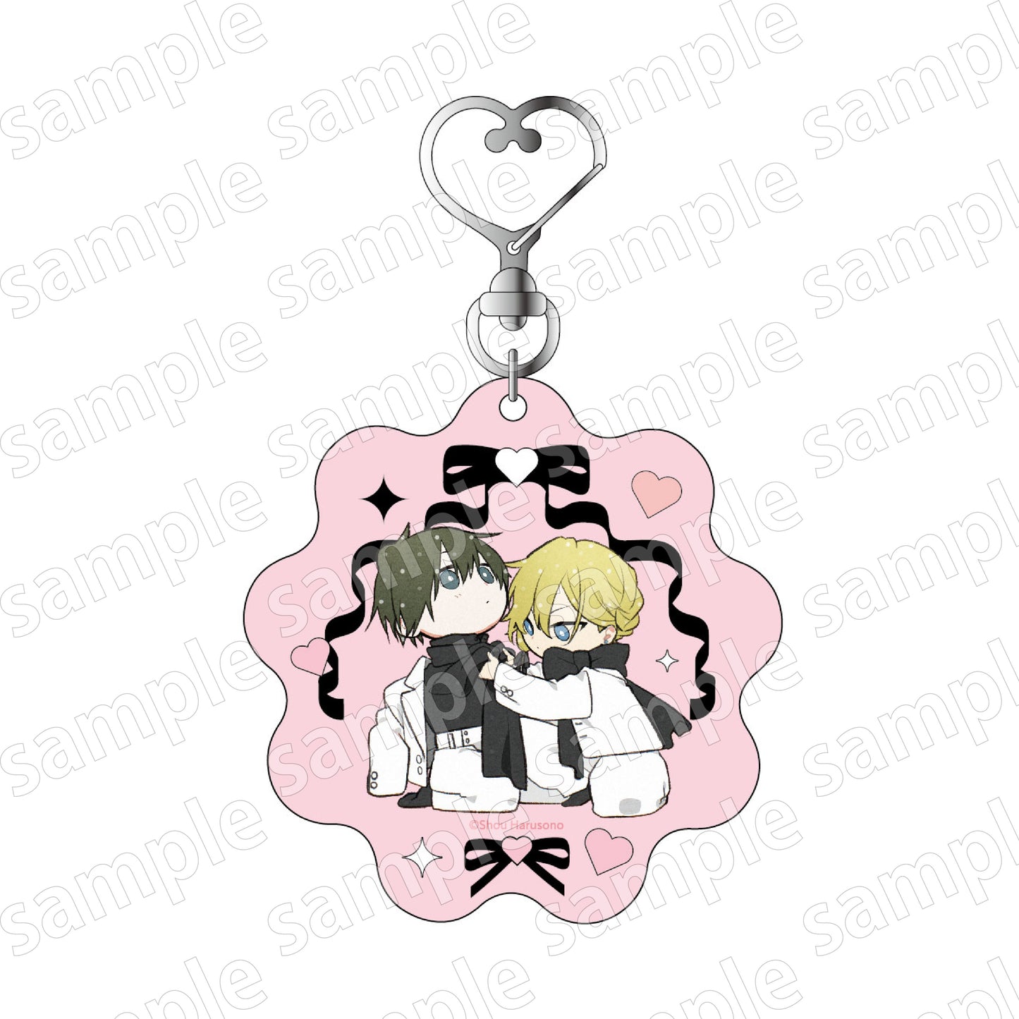 Hirano and Kagiura (Black & Pink ver.) Deformed Acrylic Keychain