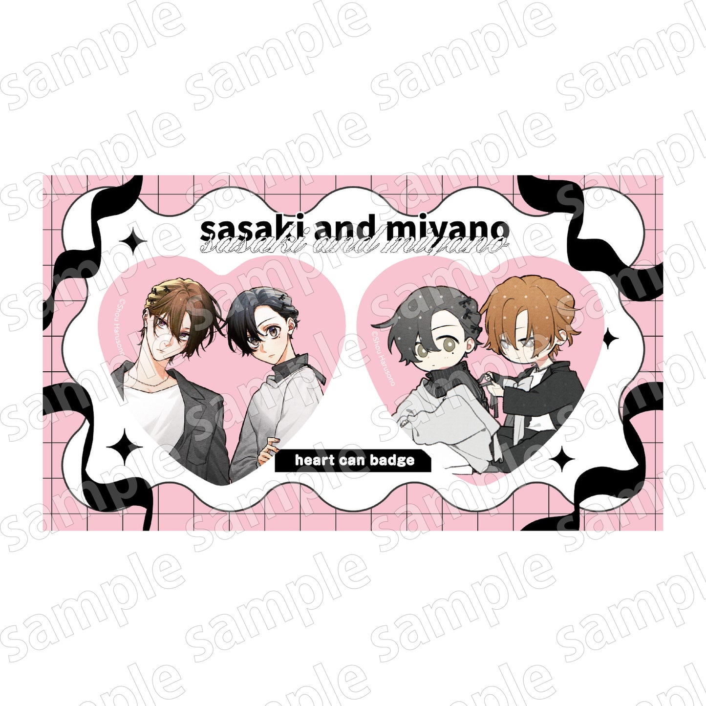 Sasaki and Miyano (Black & Pink ver.) Heart Can Badge (Set of 2)