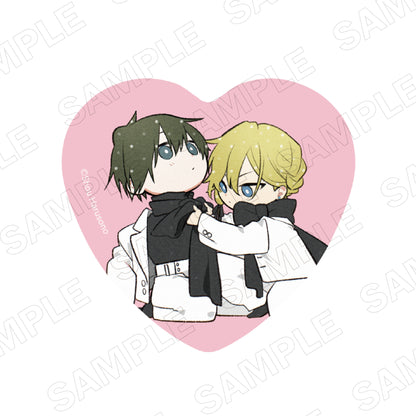 Hirano and Kagiura (Black & Pink ver.) Heart Can Badge (Set of 2)