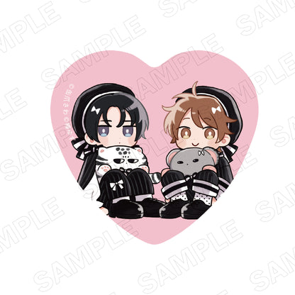Minato's Laundromat (Black & Pink ver.) Heart Can Badge (Set of 2)