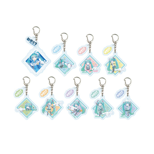 Hatsune Miku x Cinnamoroll Collaboration Illustration Trading Acrylic Keychain